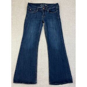 American Eagle Hipster Flare Jeans Women's 8 Stretch Blue Denim Dark Wash